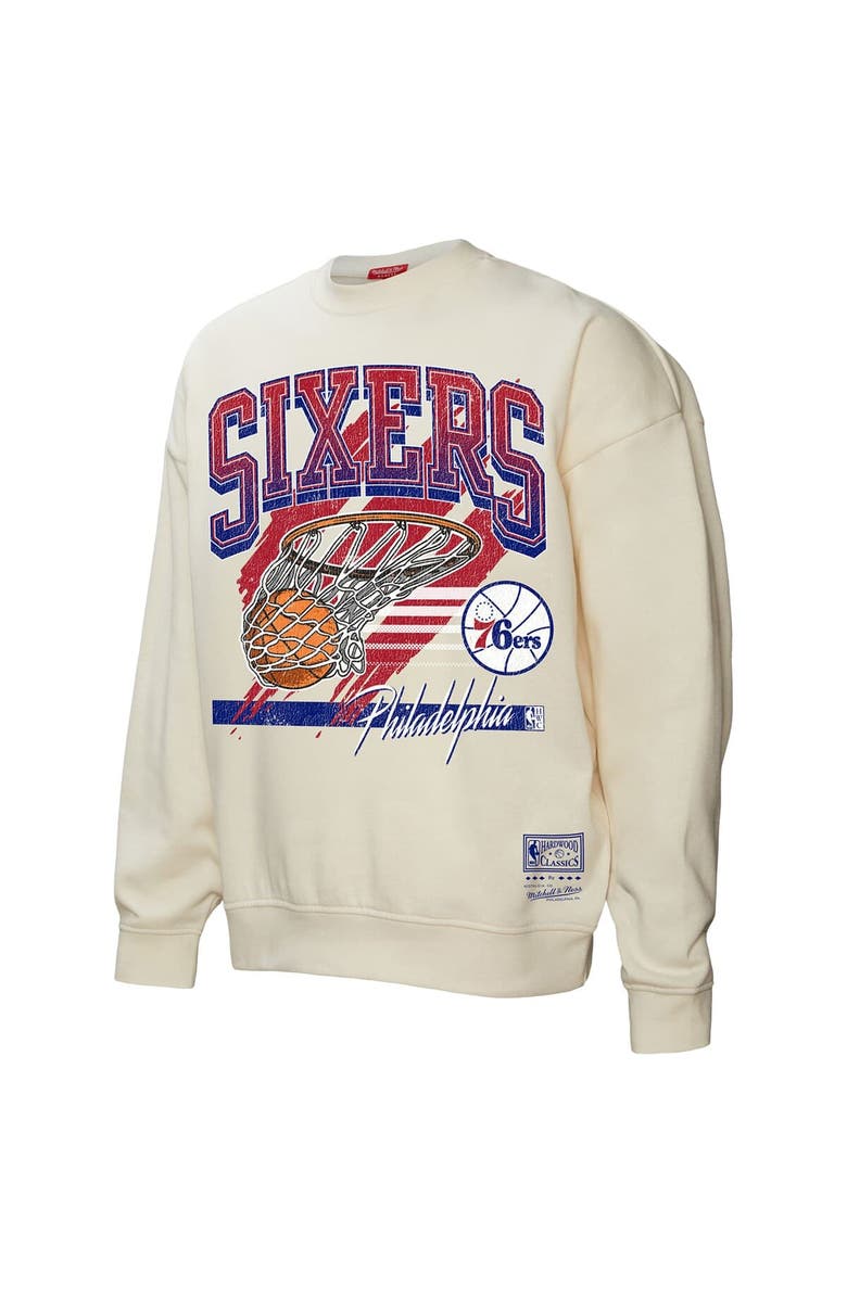 Mitchell & Ness Women's Mitchell & Ness Cream Philadelphia 76ers Brush Bucket Pullover Sweatshirt, Alternate, color, Cream