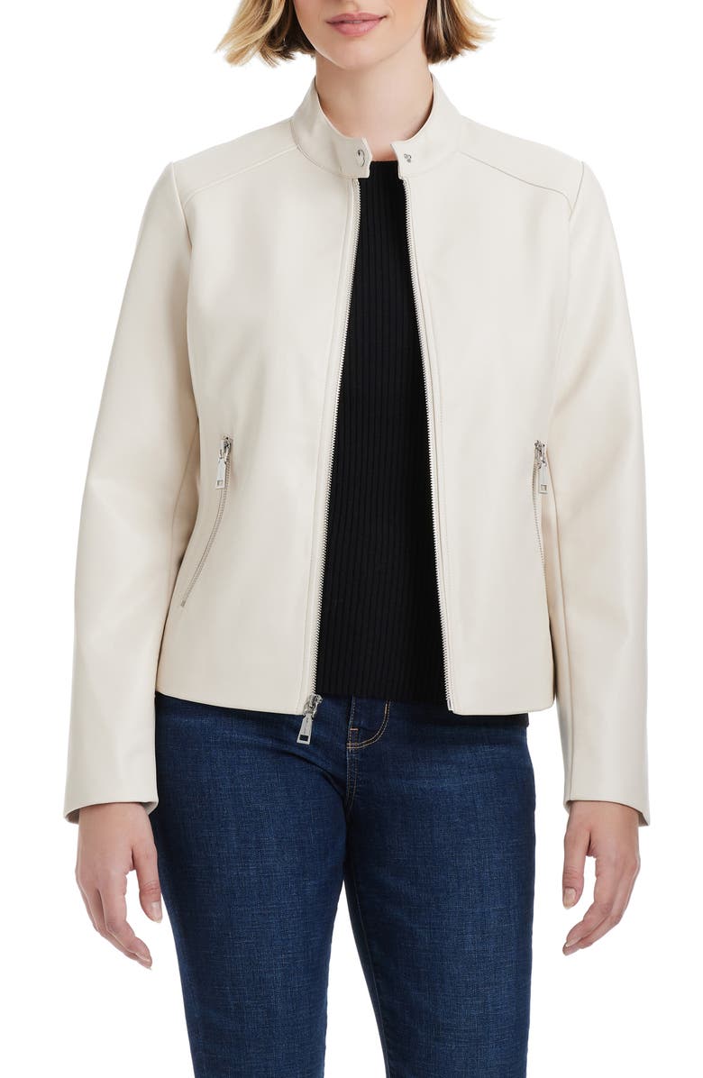Vince Camuto Faux Leather Jacket, Alternate, color, Bone