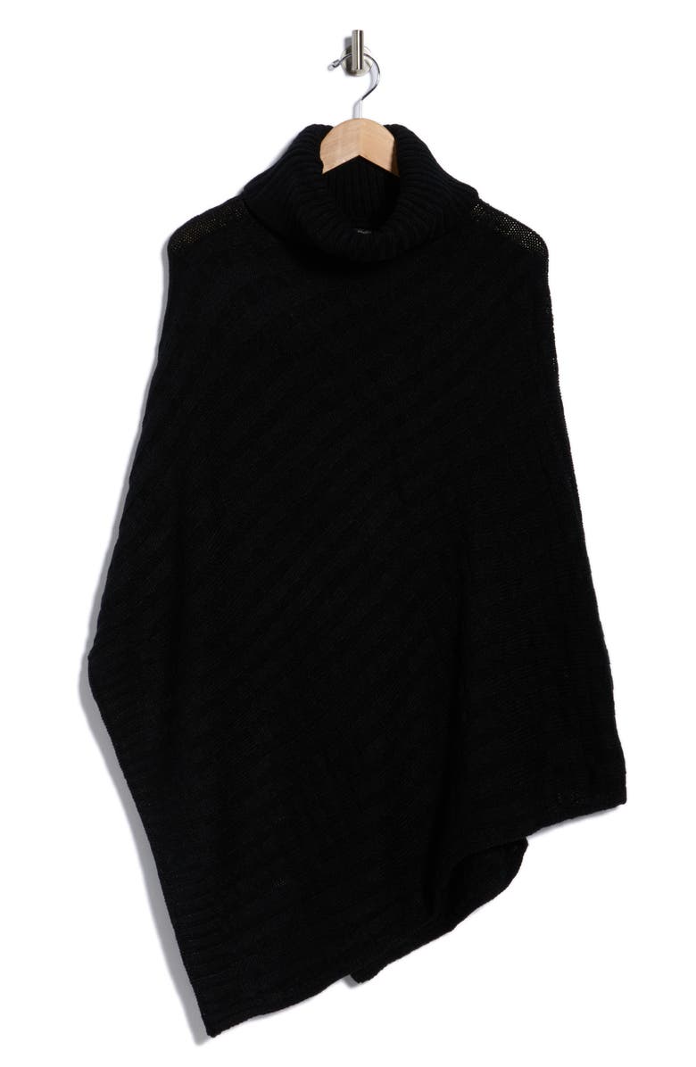 Nanette Lepore Basketweave Asymmetric Poncho, Alternate, color, Black