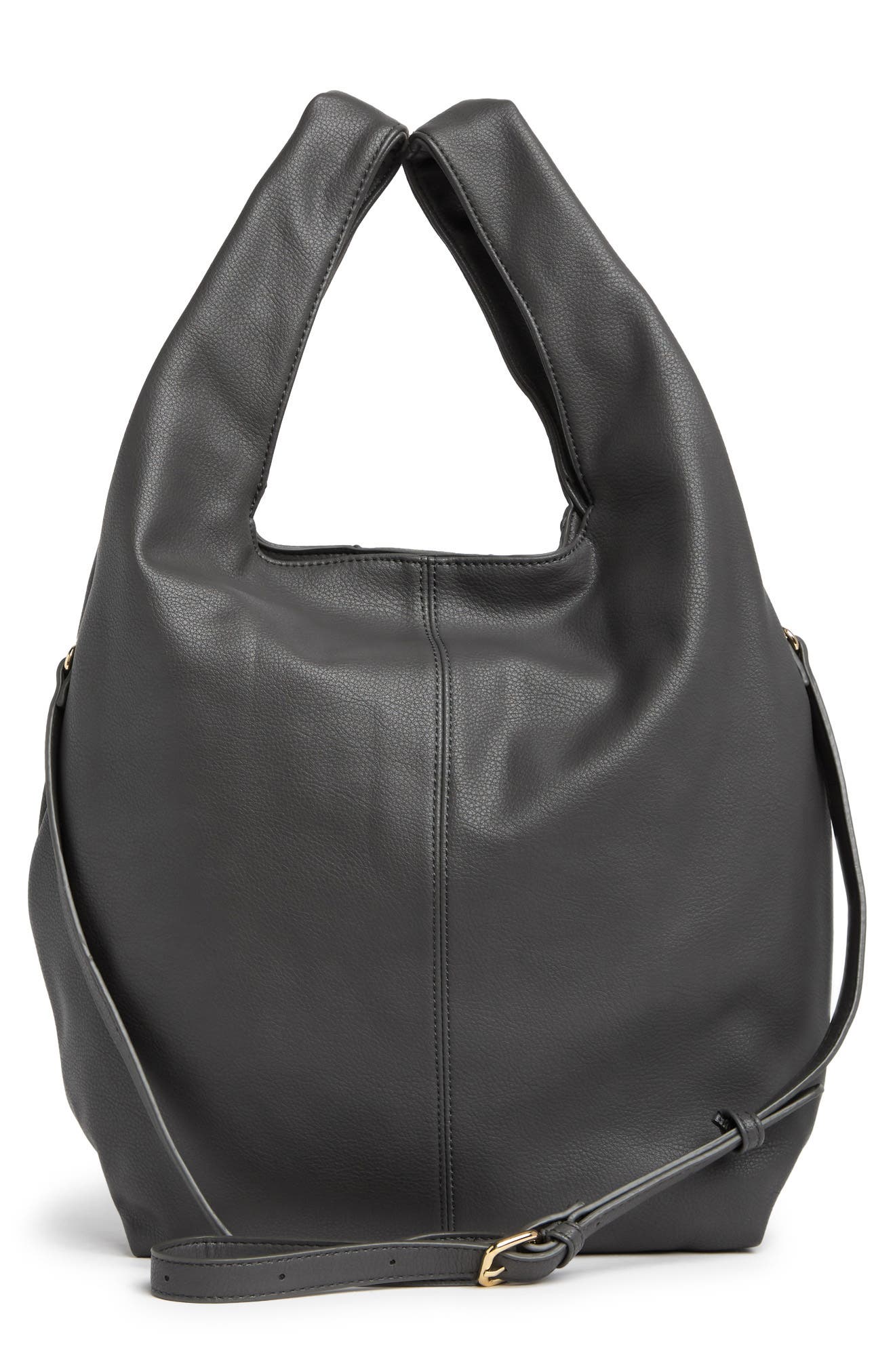 Rocco Faux Suede & Faux Leather Paneled Hobo Bag, Alternate, color, GREY