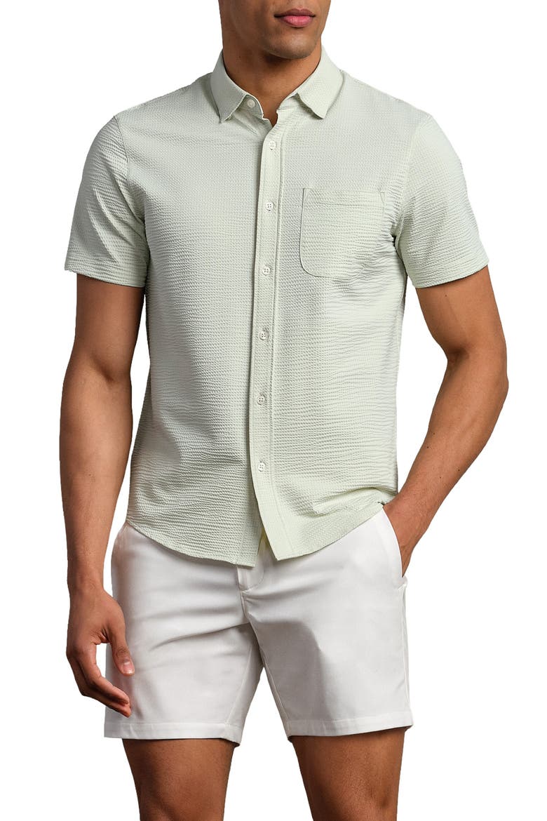 Commuter Seersucker Short Sleeve Button-Up Shirt, Main, color, COOL MINT