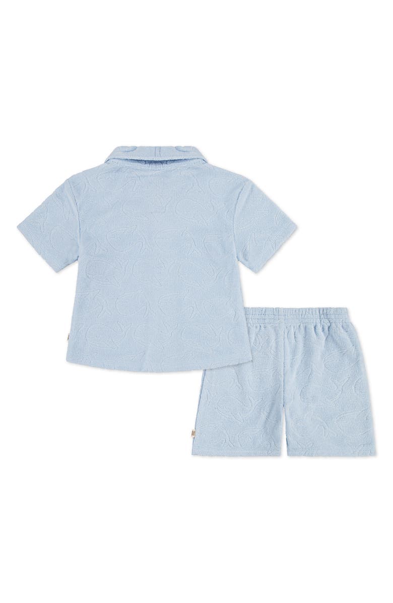 Huggies Checkered Terry Short Sleeve Button-Up Shirt & Shorts, Alternate, color, Huggies Skyway