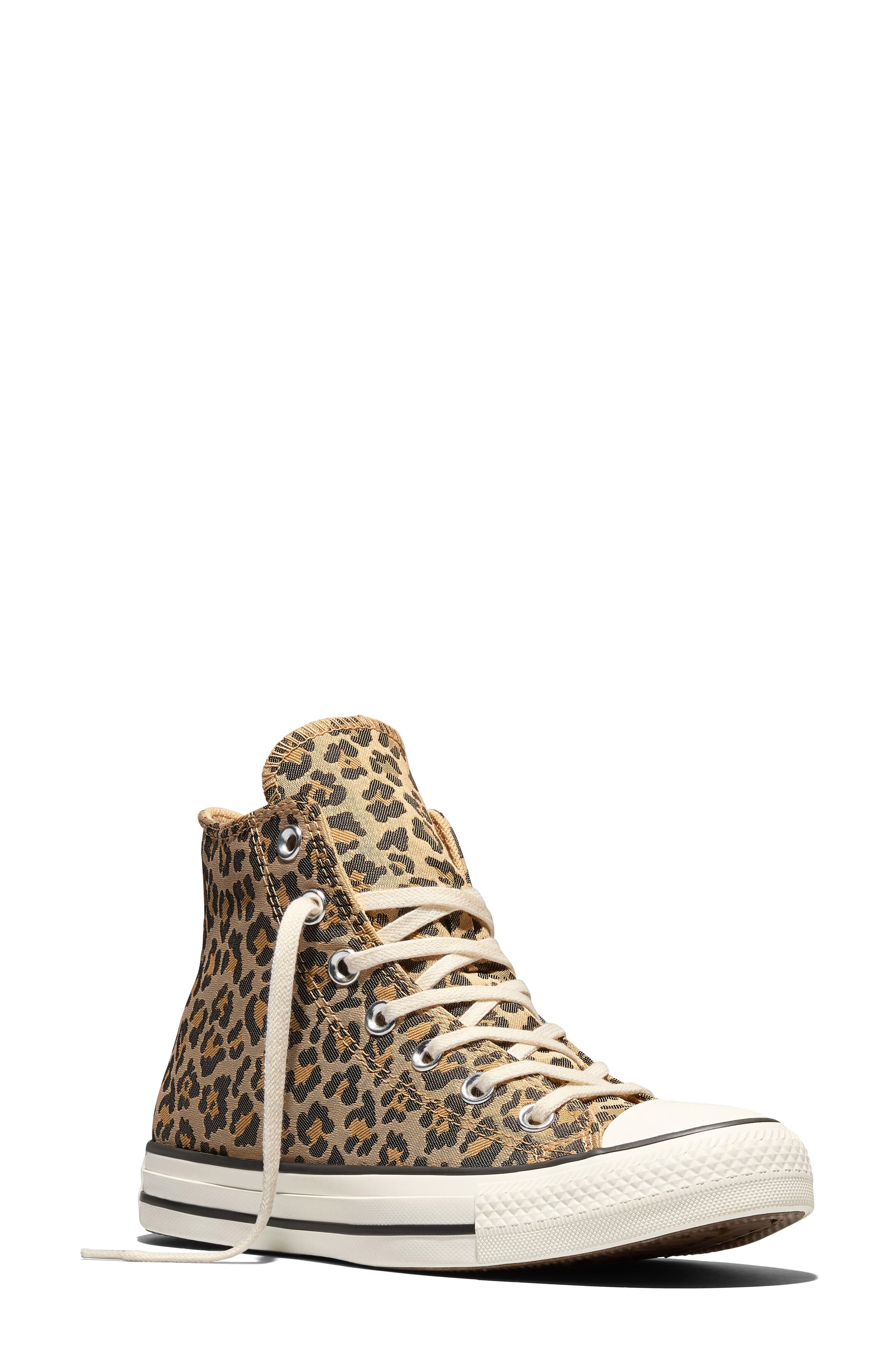 Chuck Taylor All Star Leopard High Top Sneaker, Main, color, EGRET/ BLACK/ HONEY STICK
