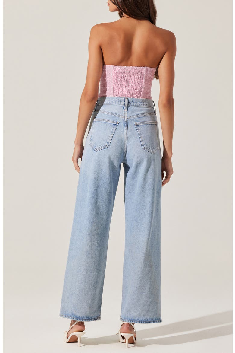 Indie Strapless Tweed Corset Top, Alternate, color, PINK