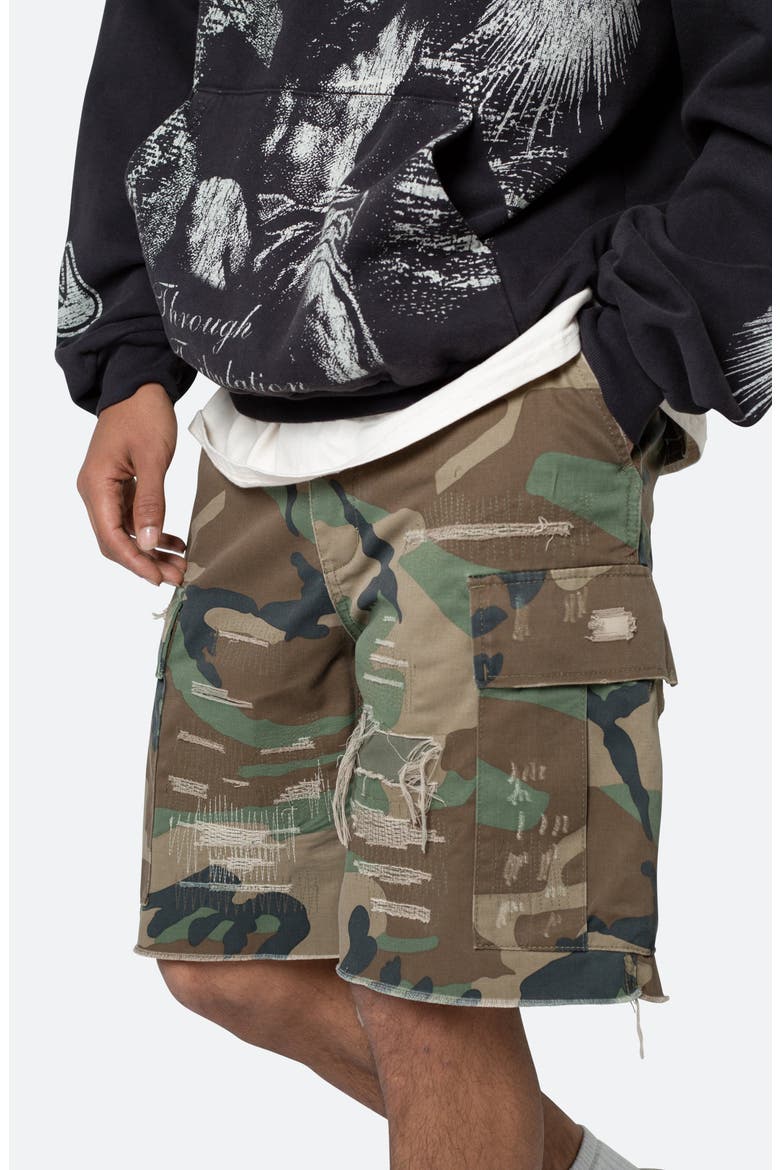 Distressed Cargo Shorts, Alternate, color, CAMO