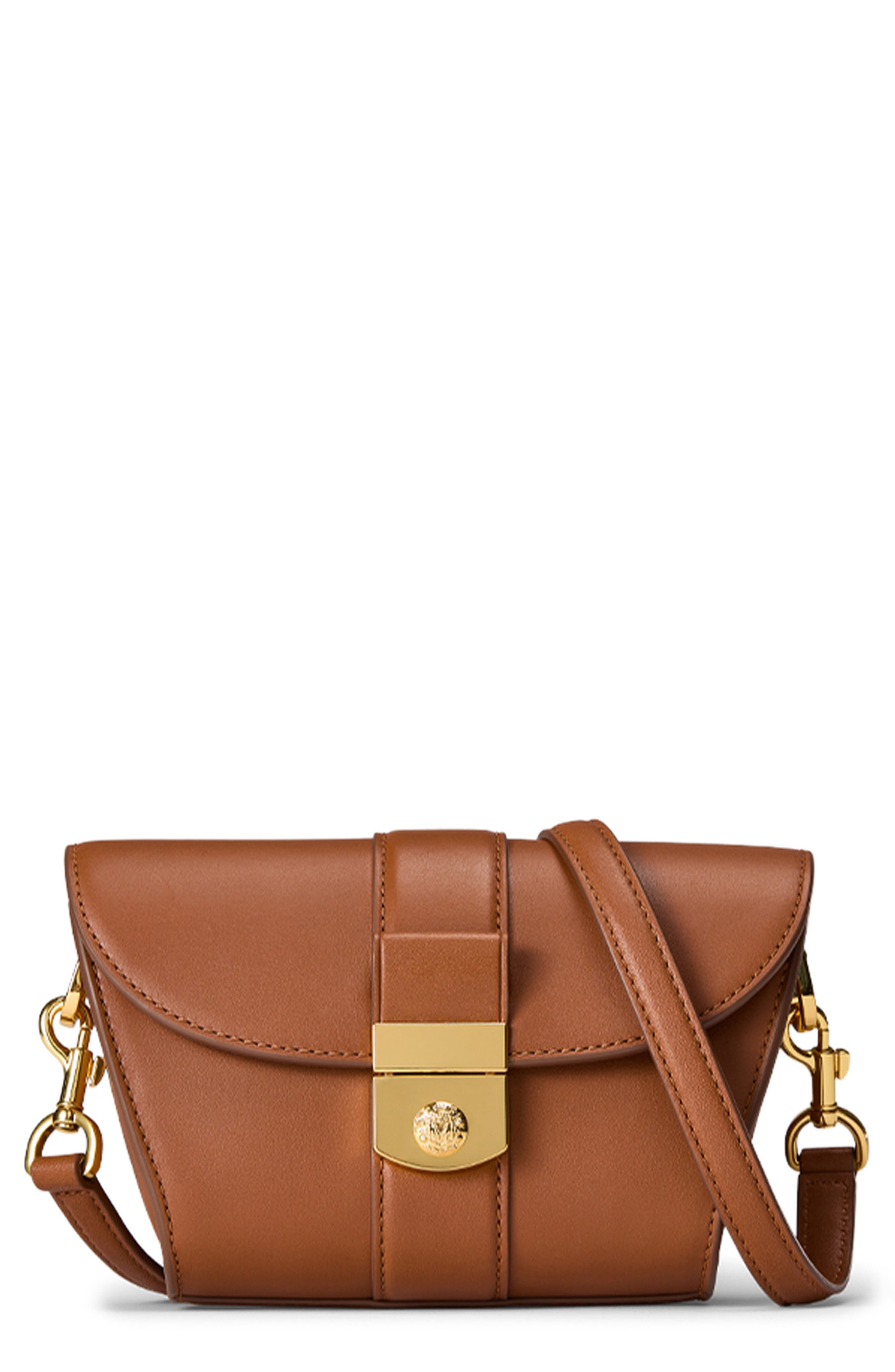 Small Crest Lock Trap Bag, Main, color, HAZELWOOD