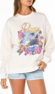 Roxy Lineup Oversize Fleece Graphic Sweatshirt