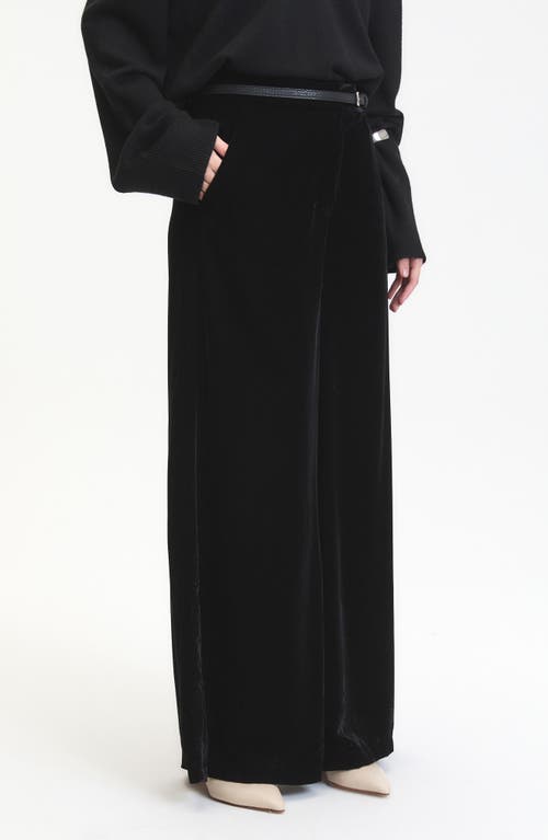 Deluc Daisy Velvet Wide Leg Pants In Black
