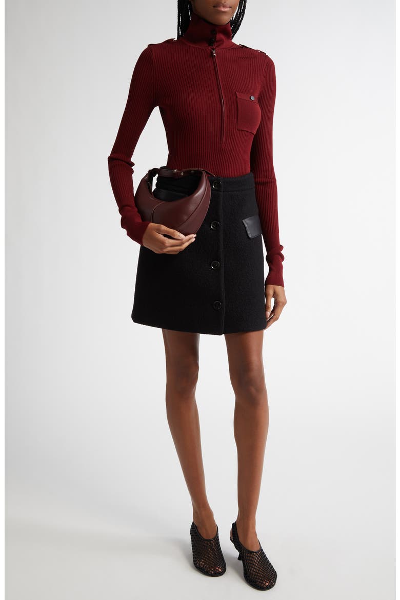 Mei Boiled Wool Jersey A-Line Skirt, Alternate, color, BLACK