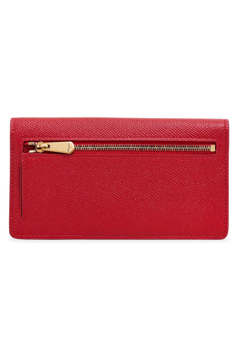 Salvatore Ferragamo Gancio Leather Continental Wallet, Alternate, color, LIPSTICK LIPSTICK