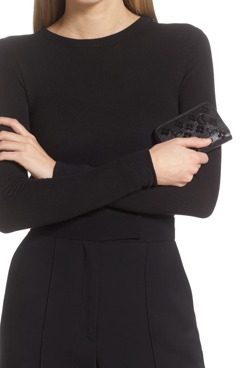 Christian Louboutin Panettone Leather Coin Purse, Alternate, color, Black/ Ultrablack