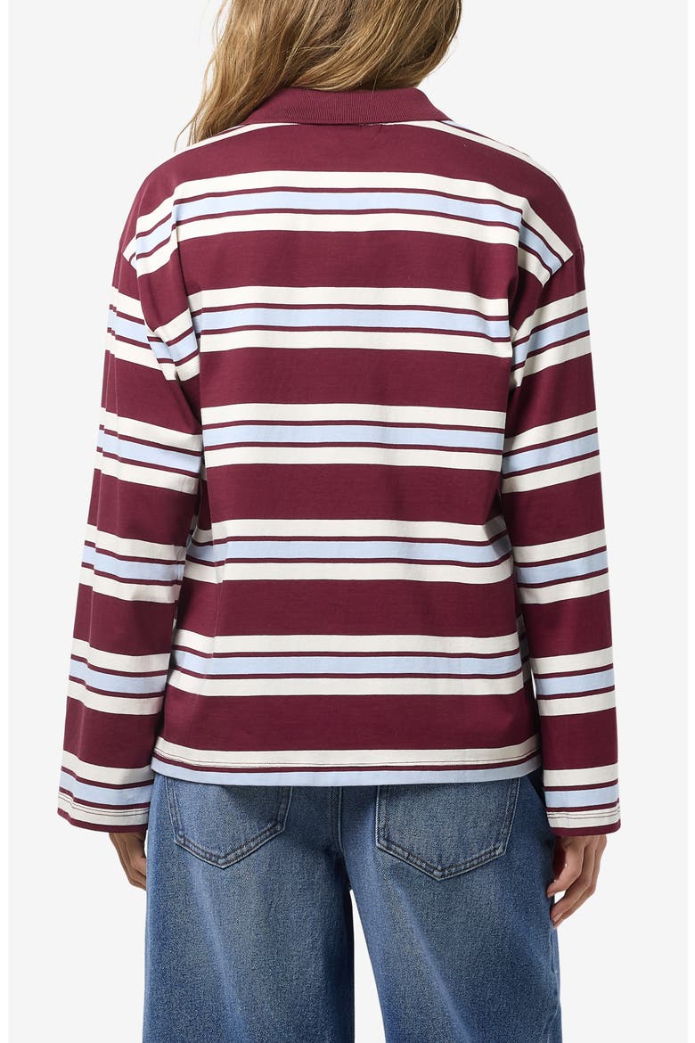 Aura Long Sleeve Polo Shirt, Alternate, color, WINDSOR WINE STRIPES