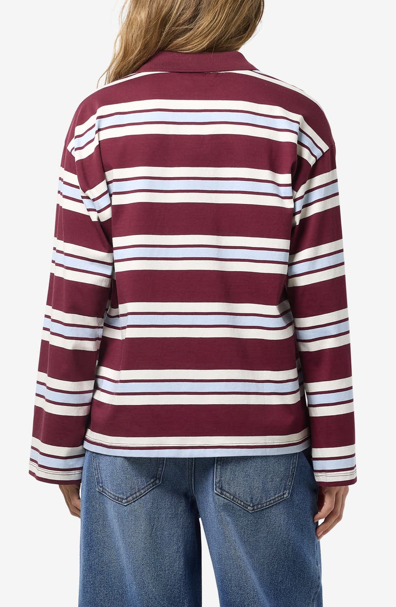 Noisy may Aura Long Sleeve Polo Shirt, Alternate, color, Windsor Wine Stripes