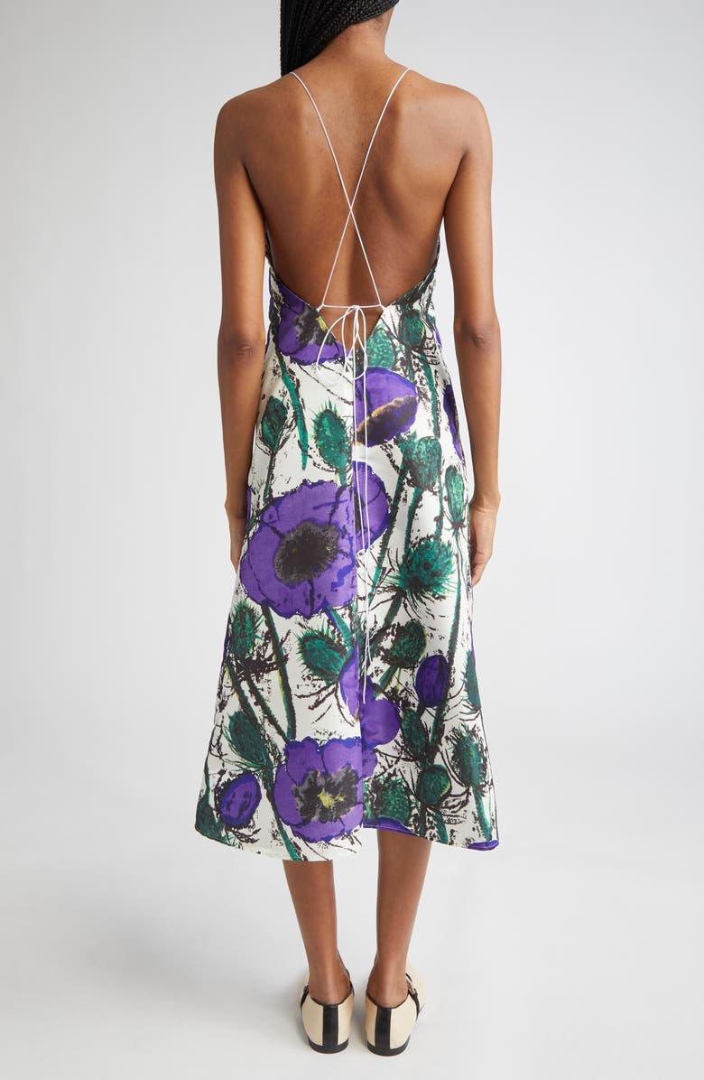 Wales Bonner Josephine Floral Sateen Dress, Alternate, color, Poppy Purple