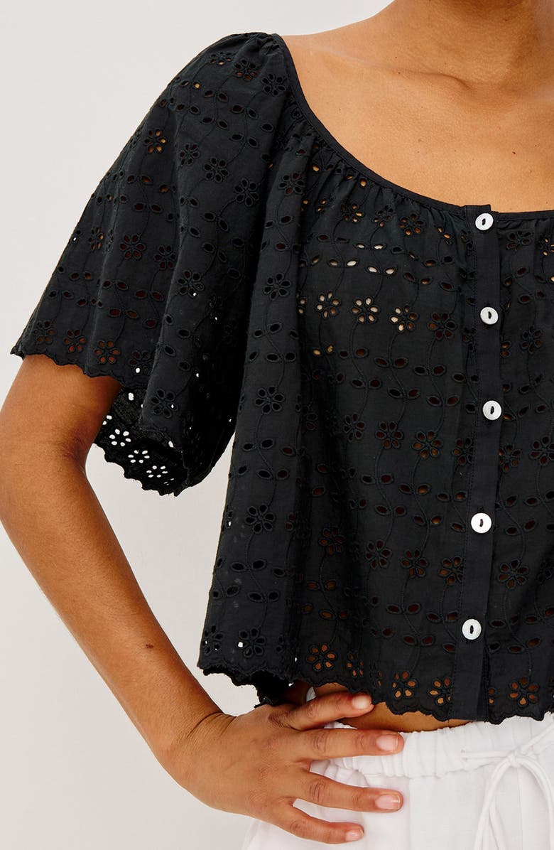 Rails Miller Scoop Neck Crop Top, Alternate, color, Black Eyelet