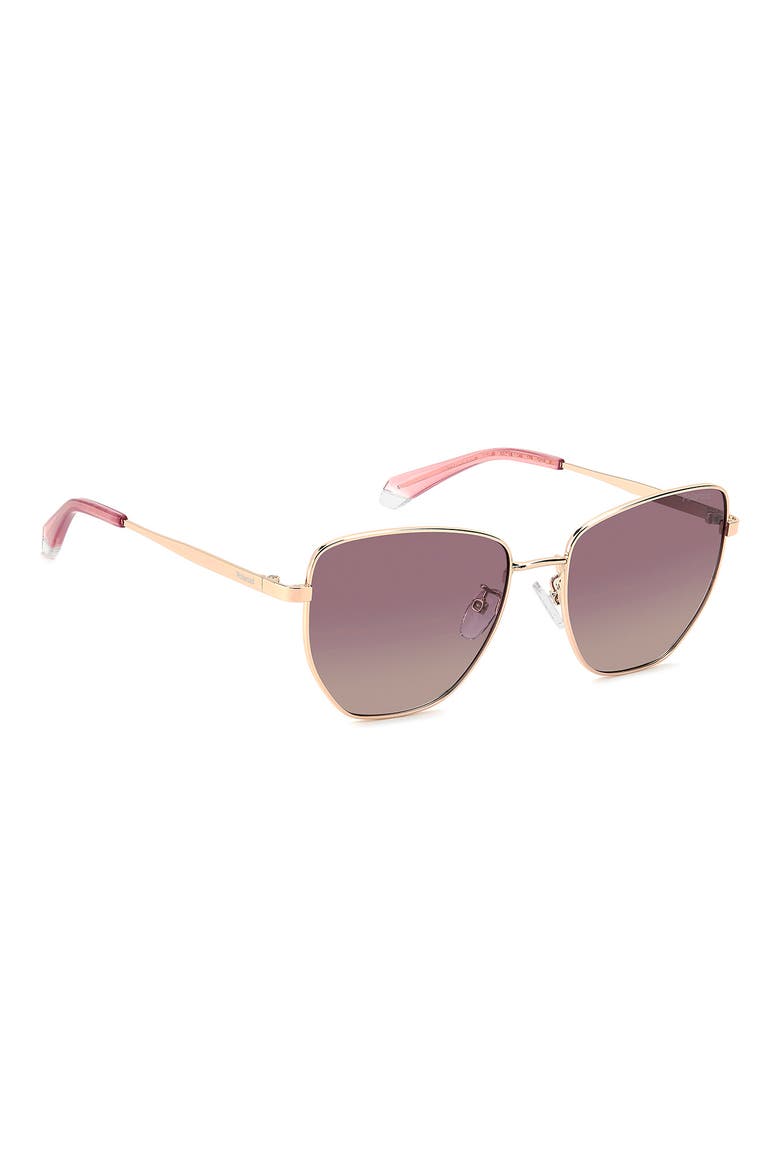 56mm Polarized Gradient Square Sunglasses, Alternate, color, GOLD/ BURGUNDY