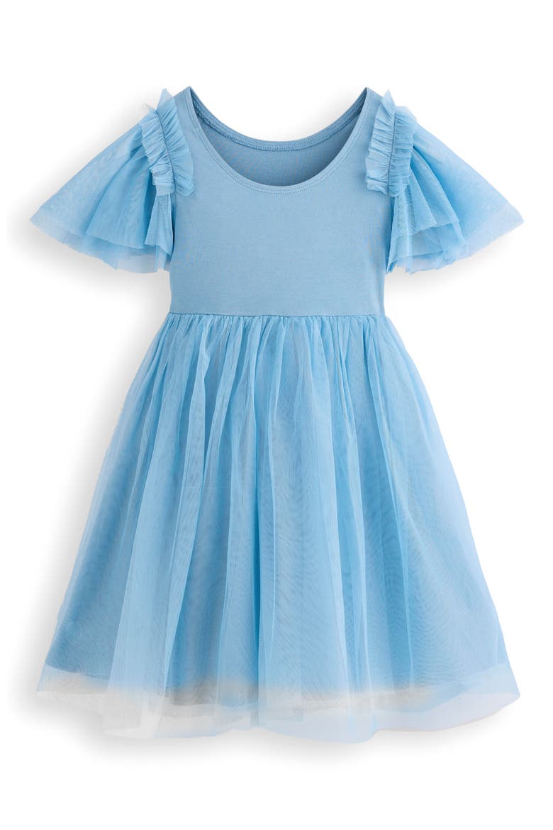 Kids' Embroidered Tulle & Knit Dress, Alternate, color, GLACIER BLUE ROSES