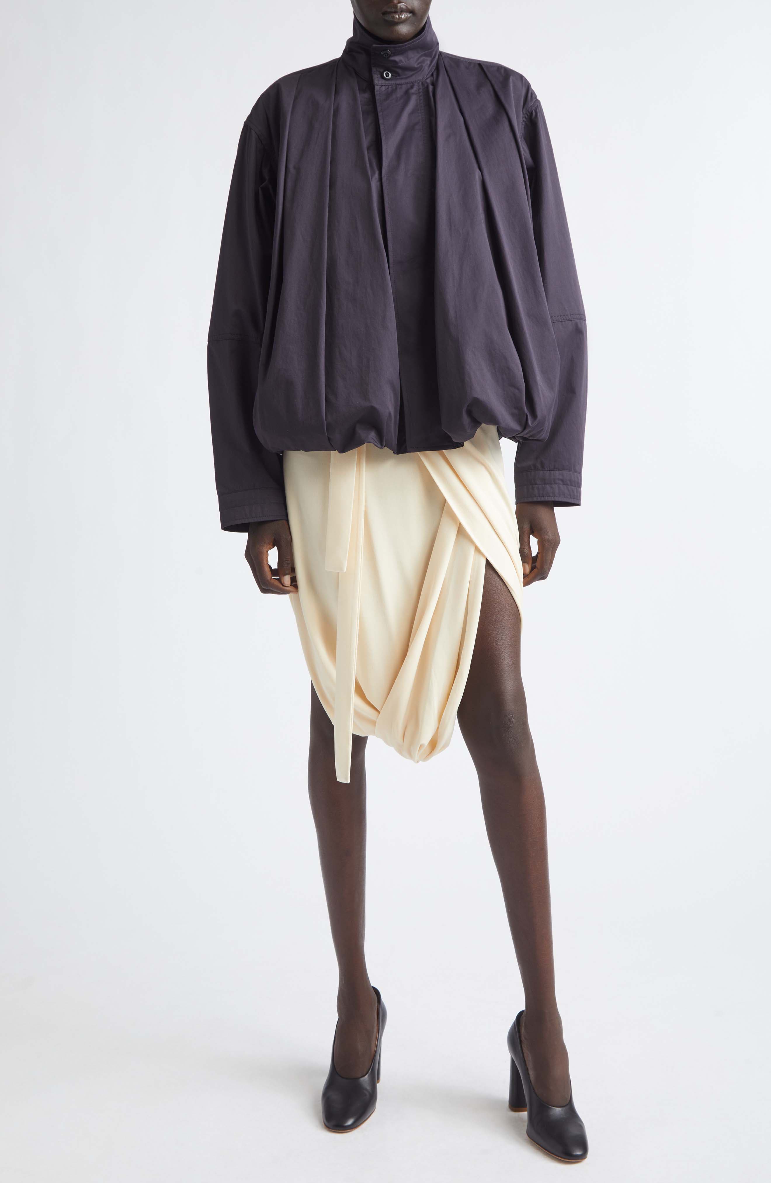 Soft Pleated Cotton Sateen Blouson Jacket - image 2
