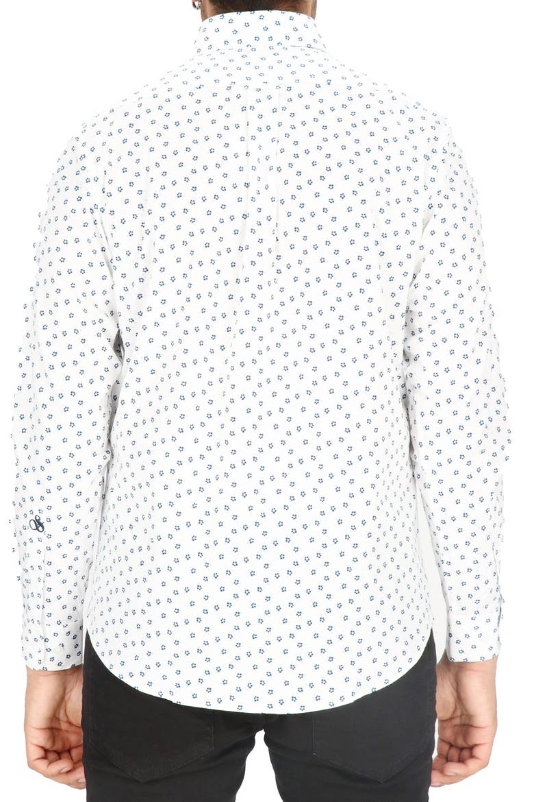 Modern Fit Flower Stretch Cotton Dress Shirt, Alternate, color, WHITE/ NAVY
