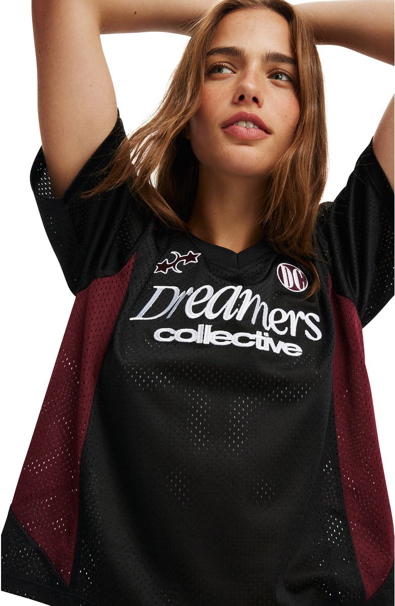 Cotton On V Neck Regular Cropped Graphic Tee, Alternate, color, Dreamers Black