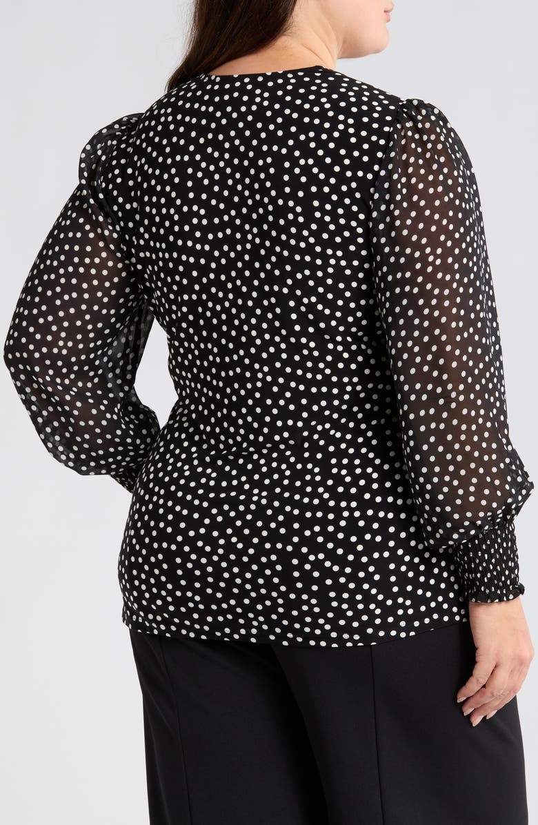 Anne Klein Smocked Tie Waist Wrap Top, Alternate, color, 