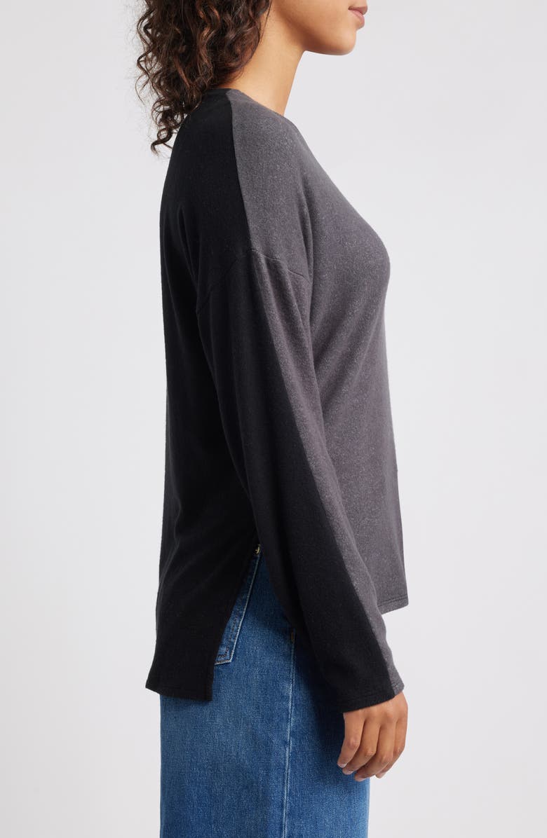 Loveappella High-Low Tunic Top, Alternate, color, Grey/ Black