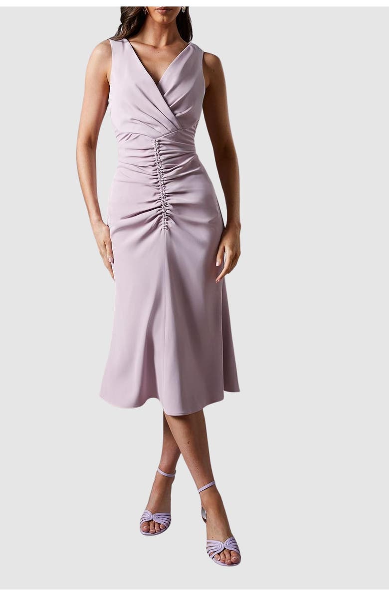 Coast Ruched Vee Dress, Alternate, color, Lilac