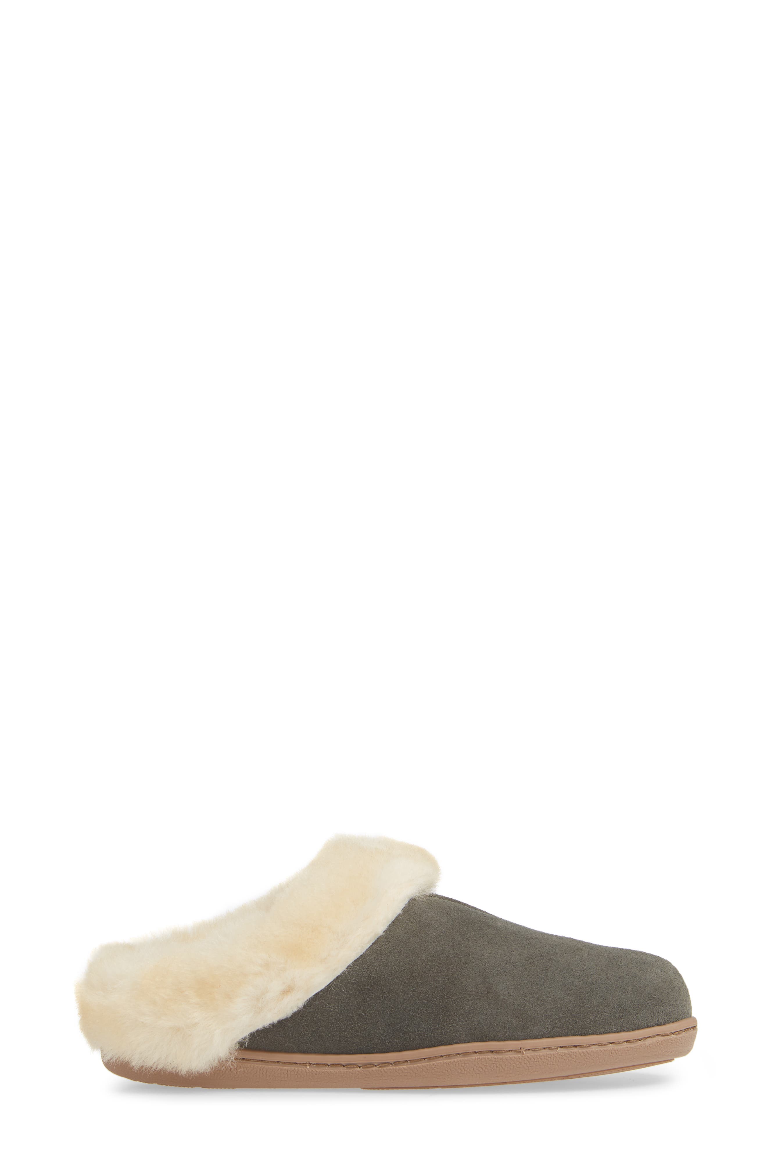 Minnetonka Sheepskin Mule Slipper, Alternate, color, Grey Suede