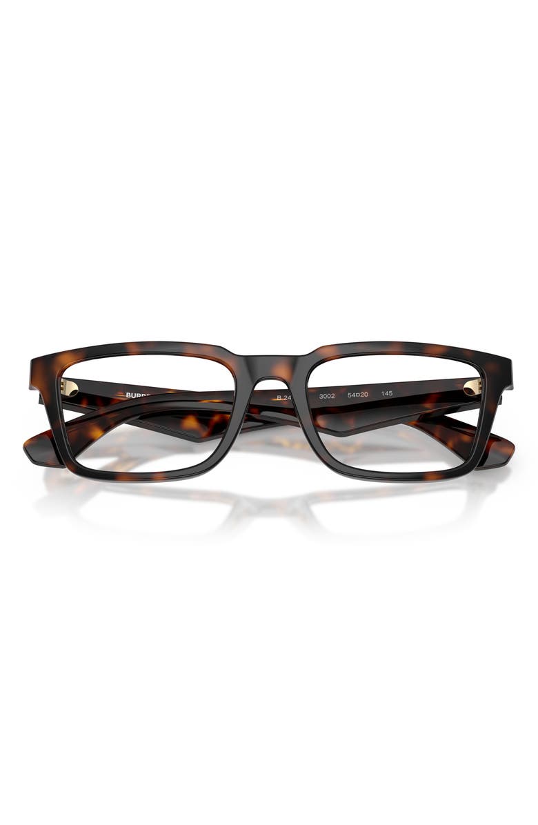 Burberry 54mm Rectangular Optical Glasses, Alternate, color, Dark Havana / Demo Lens