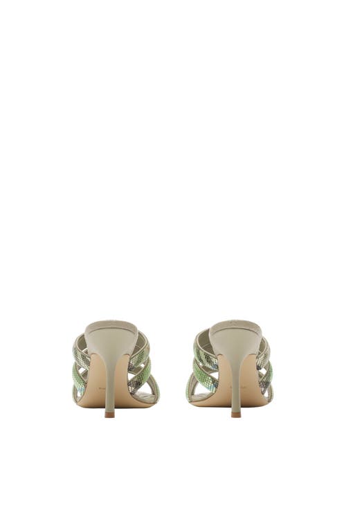 Burberry Check Mesh Mews Strap Mules In Artichoke