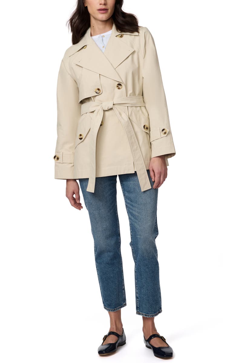 Bernardo Short Belted Trench Coat, Alternate, color, Bone Cloud