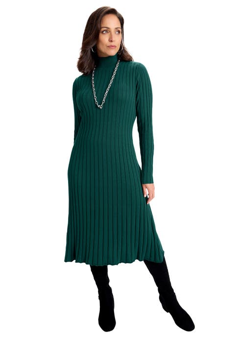 Mock Neck Midi Sweater Dress (Plus Available)