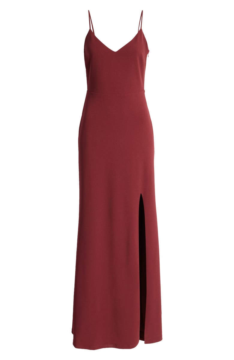 WAYF The Abigal Cowl Back Side Slit Gown, Alternate, color, Merlot