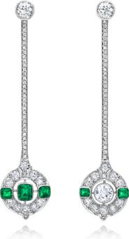 Mindi Mond Mismatch Diamond & Emerald Linear Drop Earrings