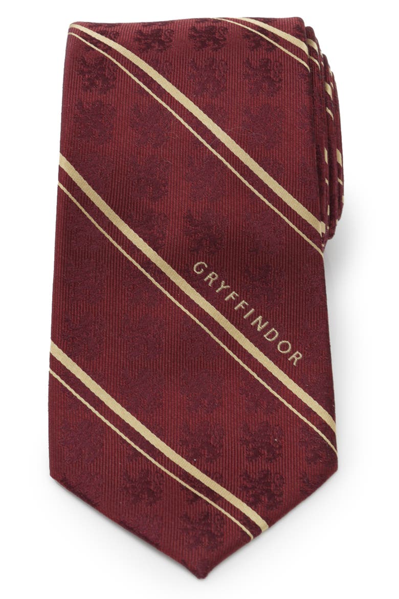 Harry Potter Gryffindor Stripe Silk Tie, Main, color, MAROON
