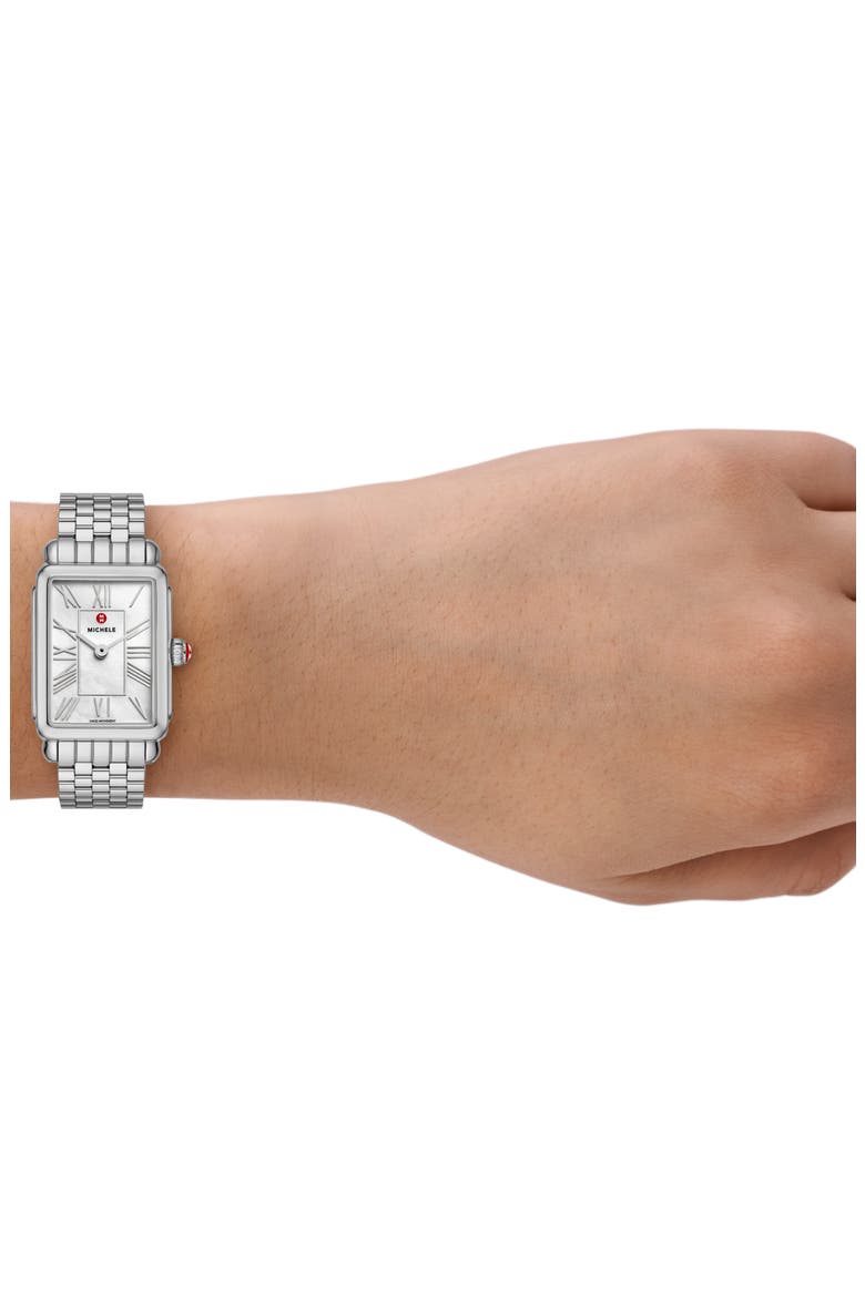 Deco Park Mother-of-Pearl Bracelet Watch, 23mm x 29mm, Alternate, color, SILVER