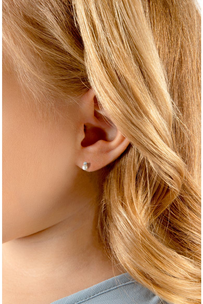 14K Gold 3mm Pearl Drop Studs Screw Back Earrings, Alternate, color, 14K Yellow Gold