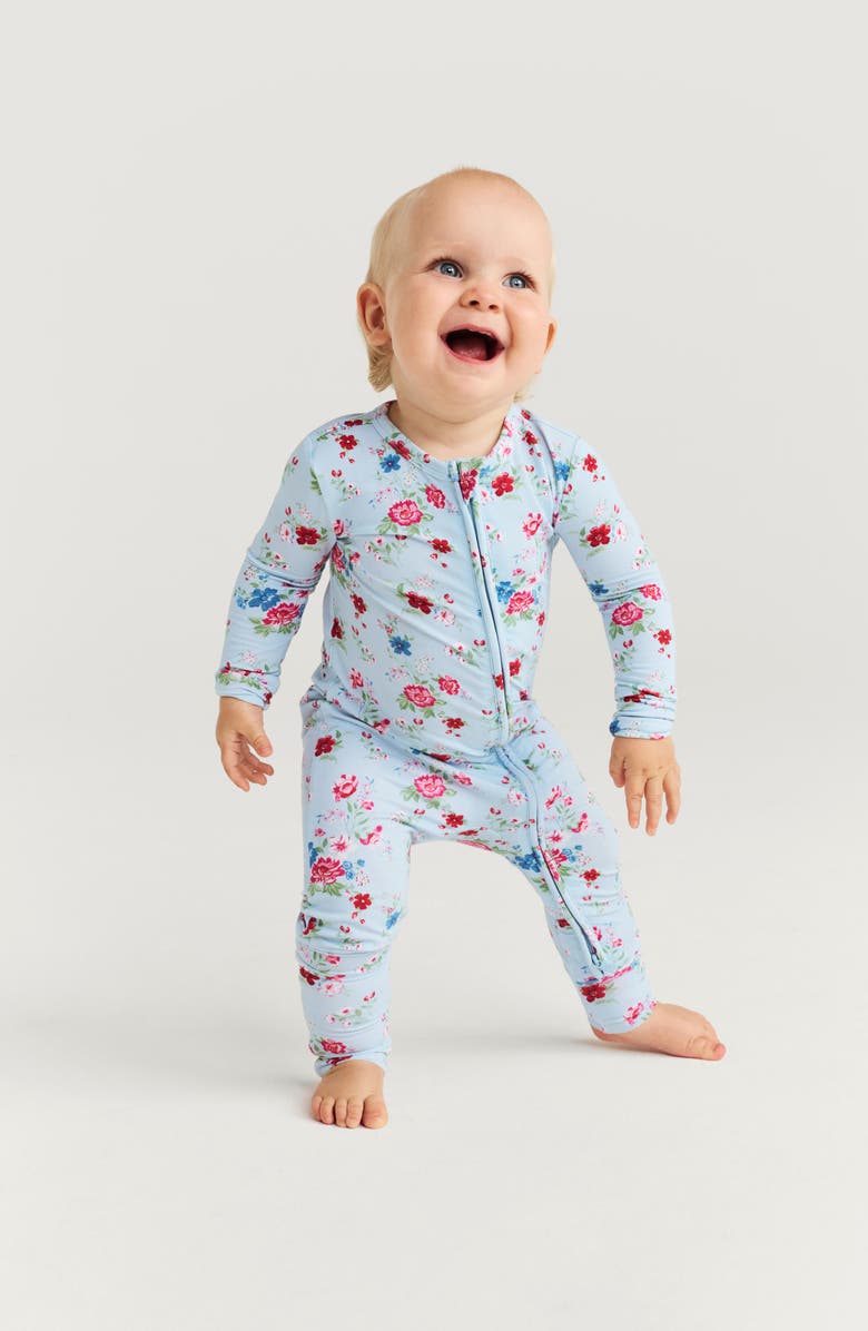 Posh Peanut Fitted Convertible One-Piece Pajamas, Alternate, color, Blue