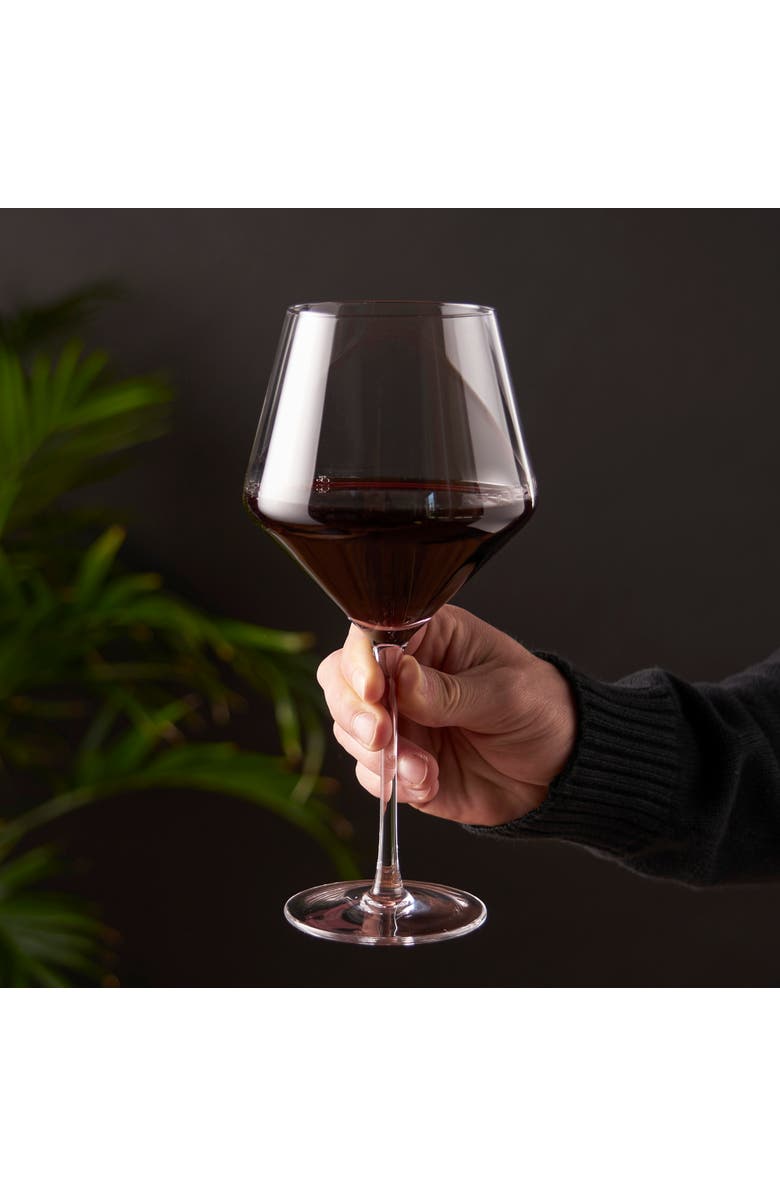 Viski Raye Crystal Angled Burgundy Glasses Set of 2, Alternate, color, Clear