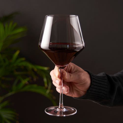 Viski Raye Crystal Angled Burgundy Glasses Set Of 2 In Clear