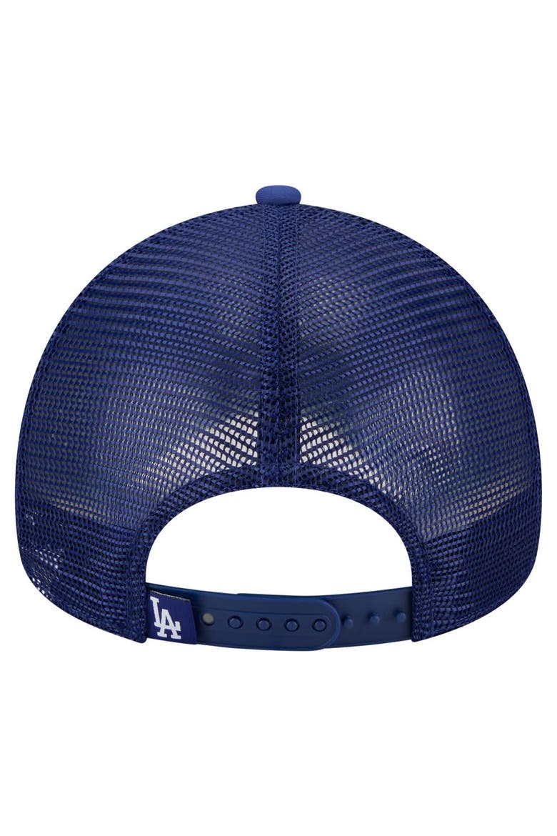 Men's New Era White/Royal Los Angeles Dodgers Trucker A-Frame 9FORTY Adjustable Hat, Alternate, color, White