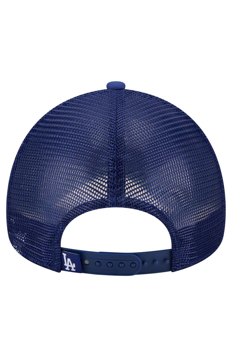 New Era Men's New Era White/Royal Los Angeles Dodgers Trucker A-Frame 9FORTY Adjustable Hat, Alternate, color, White