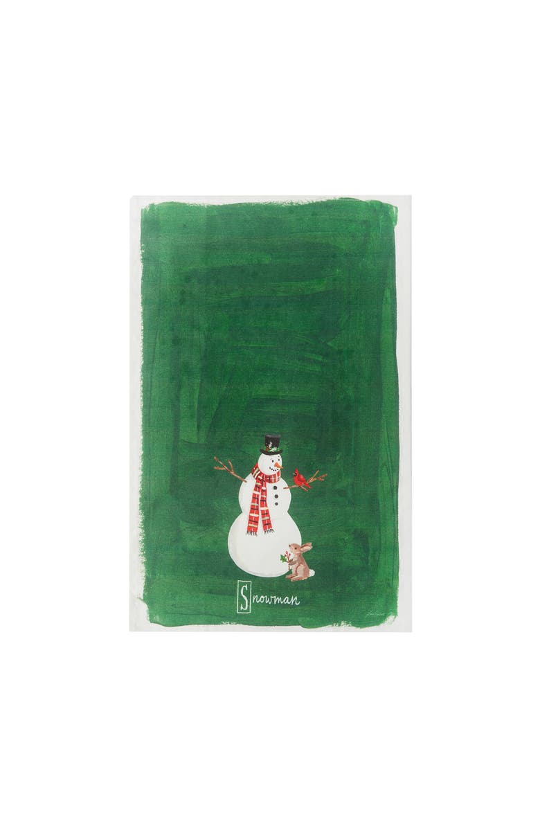 C&F Home Snowman Alphabet Printed Kitchen Towel, Main, color, Green