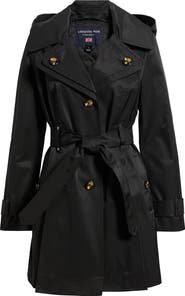 London Fog Double Breasted Hooded Trench Coat