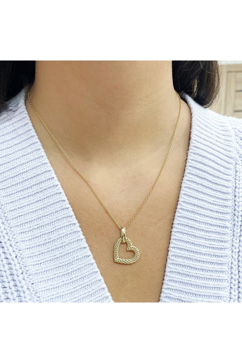 Gold Woven Open Heart Necklace, Alternate, color, Yellow Gold