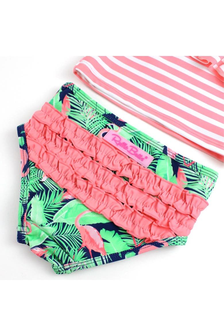 Baby Girls One Shoulder Ruffle Tankini, Alternate, color, Flamingo Frenzy