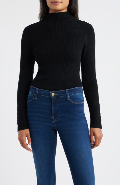 Phoebe Mock Neck Rib Sweater