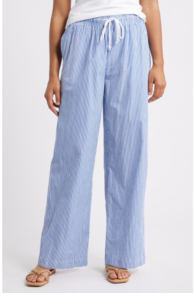 Reed Stripe Cotton Pants, Main, color, MAYA BLUE