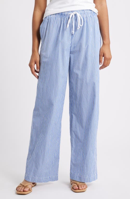 Beachlunchlounge Reed Stripe Cotton Pants In Blue