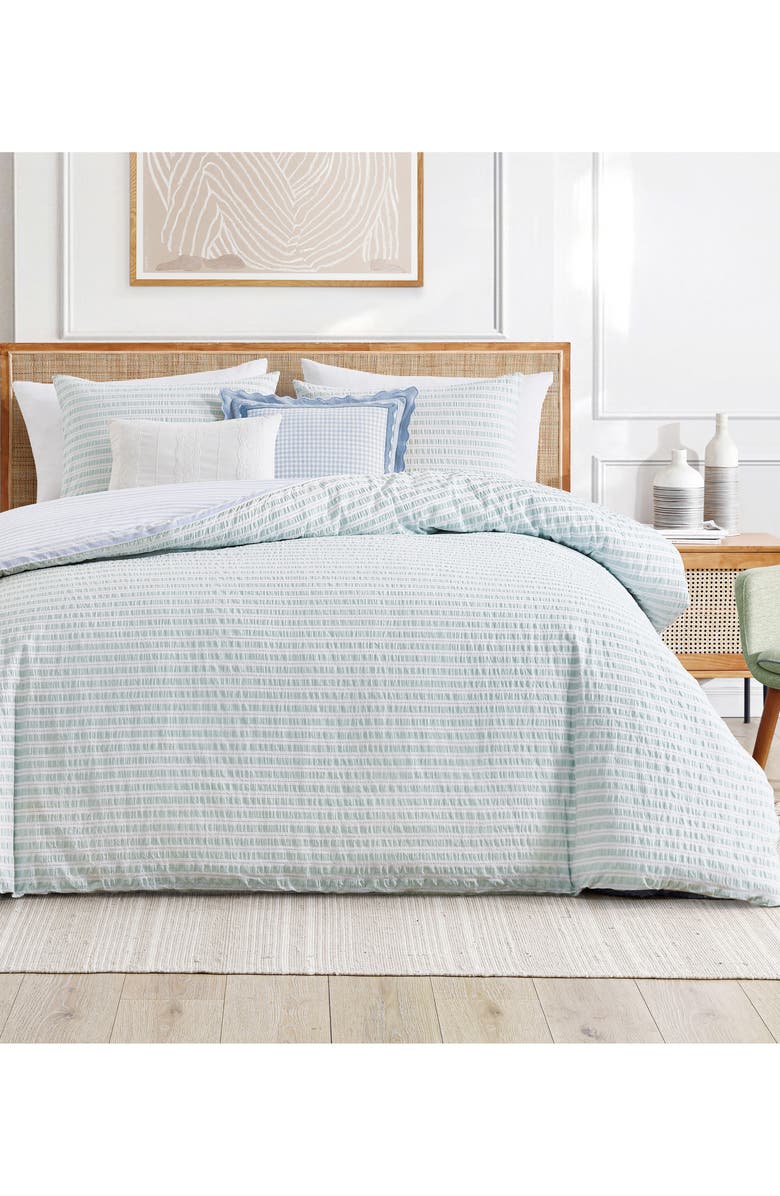 Peri Home Seersucker Stripe Comforter & Pillow Shams Set, Alternate, color, Green/ Blue